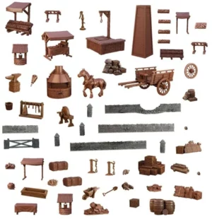 terrain crate fantasy medieval town miniatures 28mm pvc contents