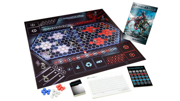 DreadBall - The Futuristic Sports Game Core Set Includes 2nd Edition Rulebook, Pitch and 2 new teams: the Draconis All-Stars robots and Ninth Moon Tree Sharks Yndij plus a newly designed RefBot, Balls, Hex Bases, Cards, Counters and dice.