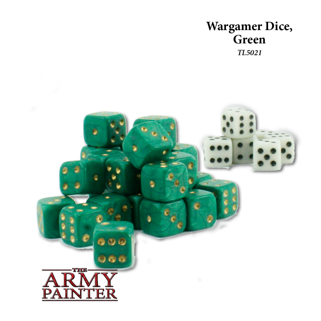 Army Painter Wargaming Dice Green with White Army Painter Wargaming Dice Green with White