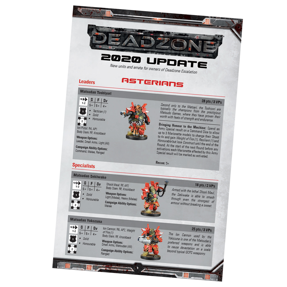 Deadzone Escalation: FAQ and Errata Deadzone Escalation: FAQ and Errata