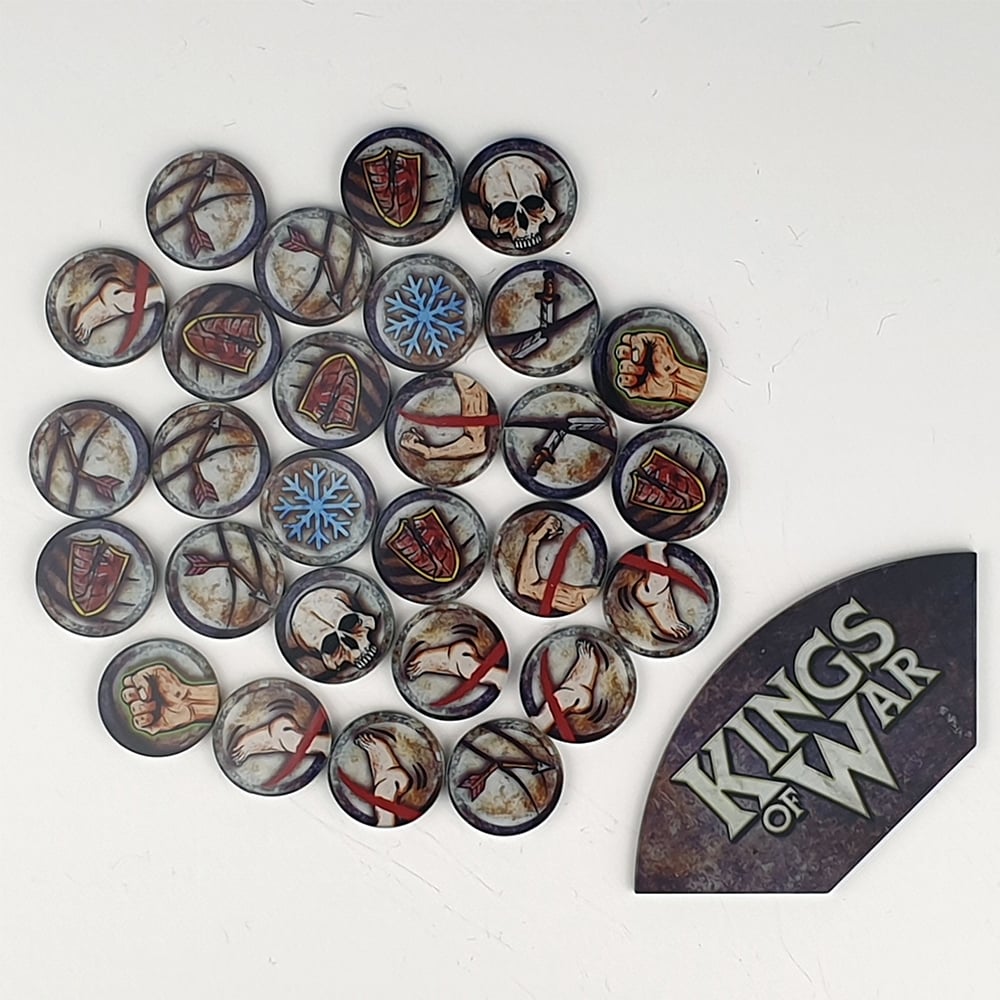 Kings of War Game Token Set  & Arc Template