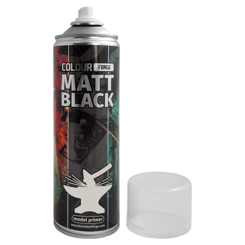 Colour Forge Matt Black Spray 500ml with cap removed