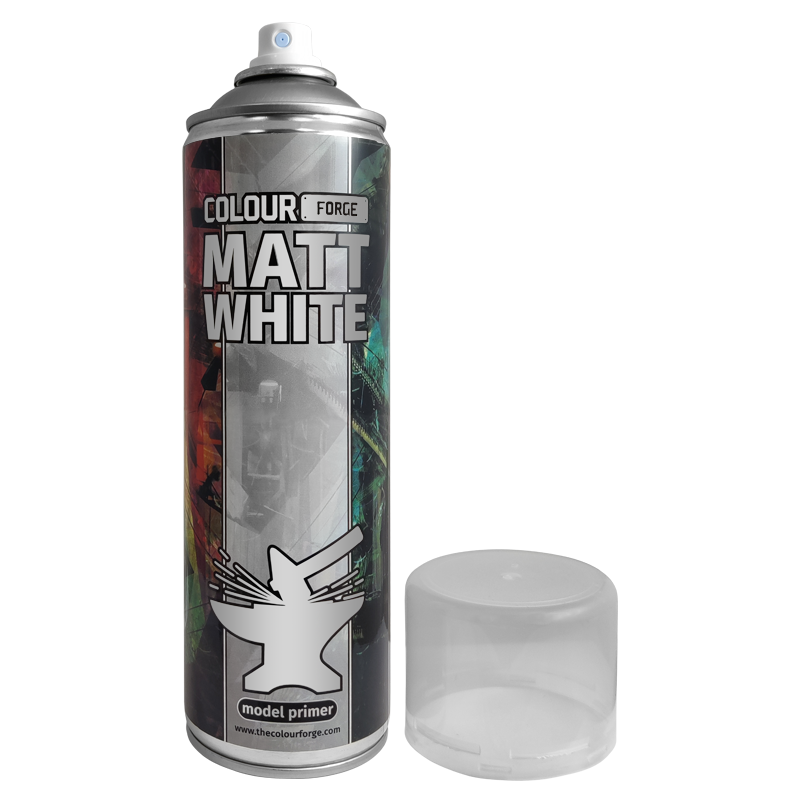 Colour Forge Matt White Spray 500ml with cap removed