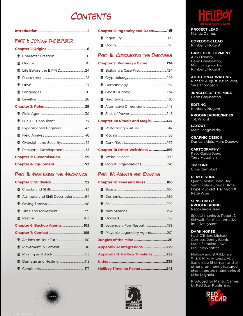hellboy roleplaying game book contents hellboy roleplaying game book contents
