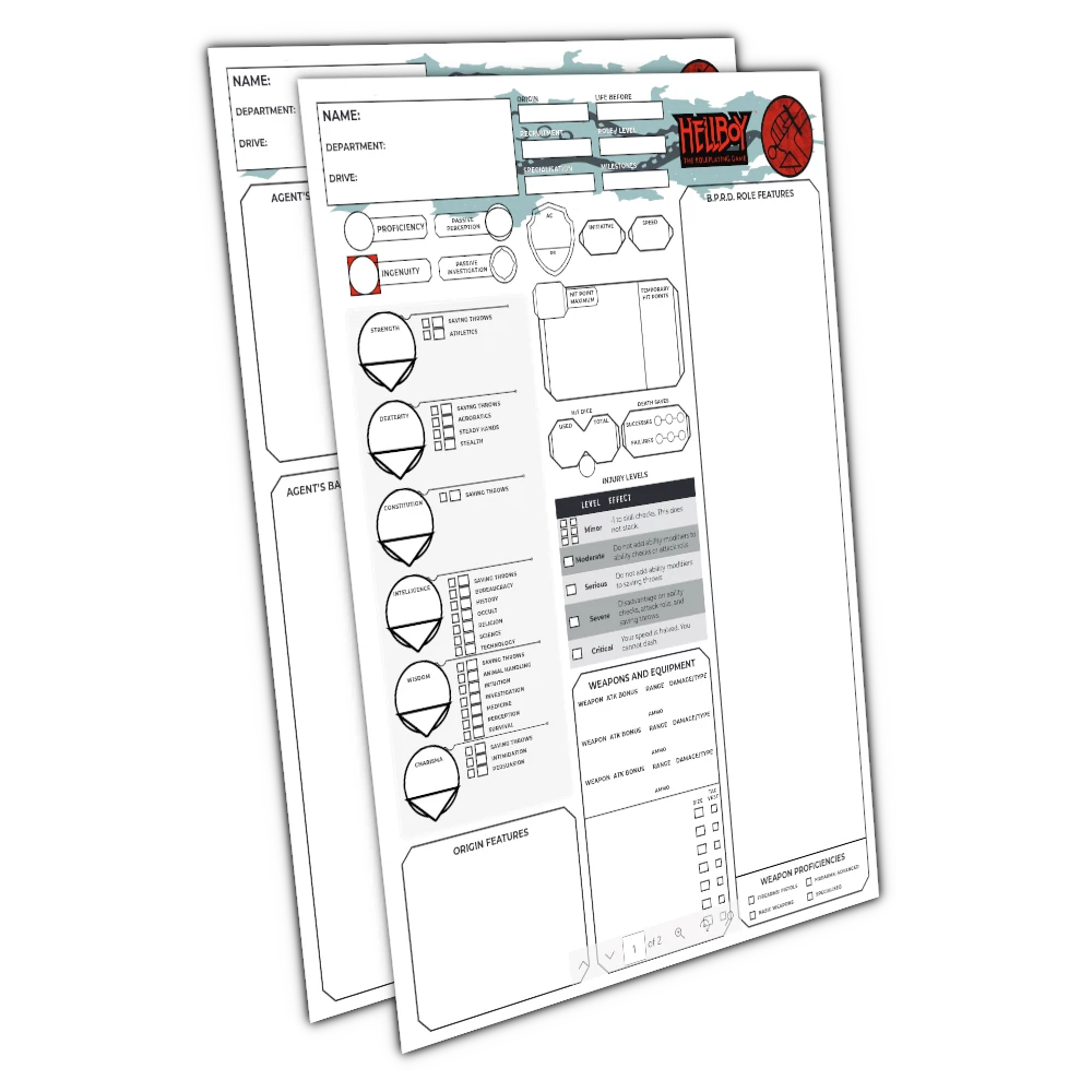 Hellboy: The Roleplaying Game Character Sheet