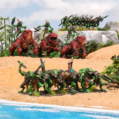 kings of war trident realm amphibian battle group riverguard frogs dambusters toads colour shot square Colour Shot