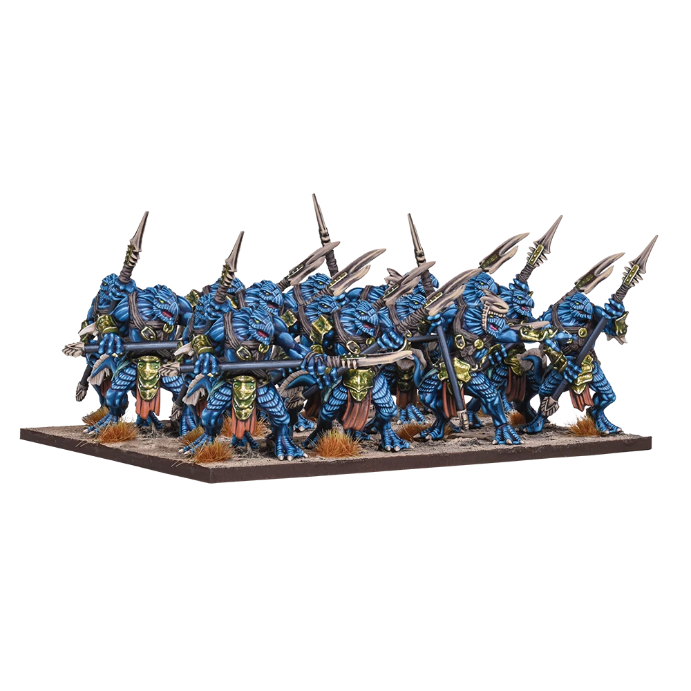 kings of war trident realm placoderms regiment with spears isolated clipped