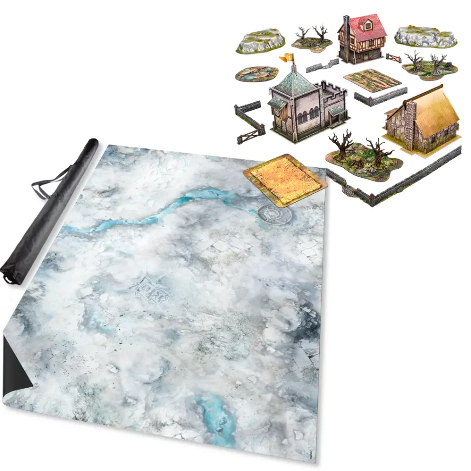 Fantasy Battlefield Pack & 6x4ft Snowfield Mat Bundle
