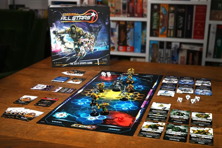 DreadBall All Stars board game on the table in play