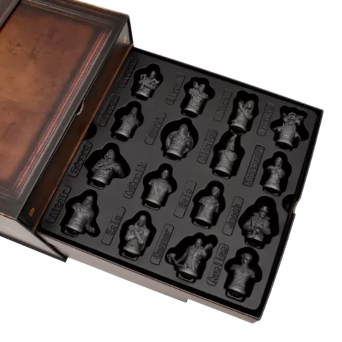 assassins creed animus the board game collectors edition product shot character busts in storage drawer full size square crop